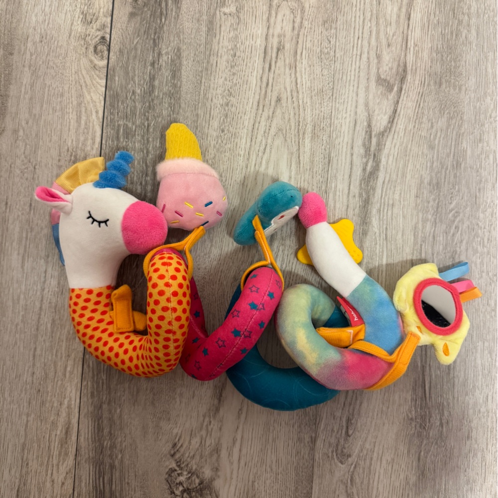 Colorful Unicorn Spiral Activity Toy For Car seat Handle